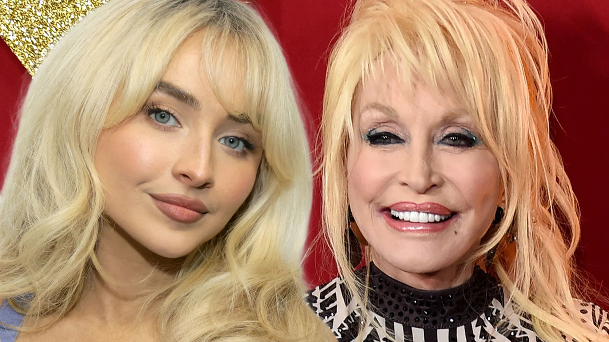 Sabrina Carpenter and Dolly Parton together on set of music video