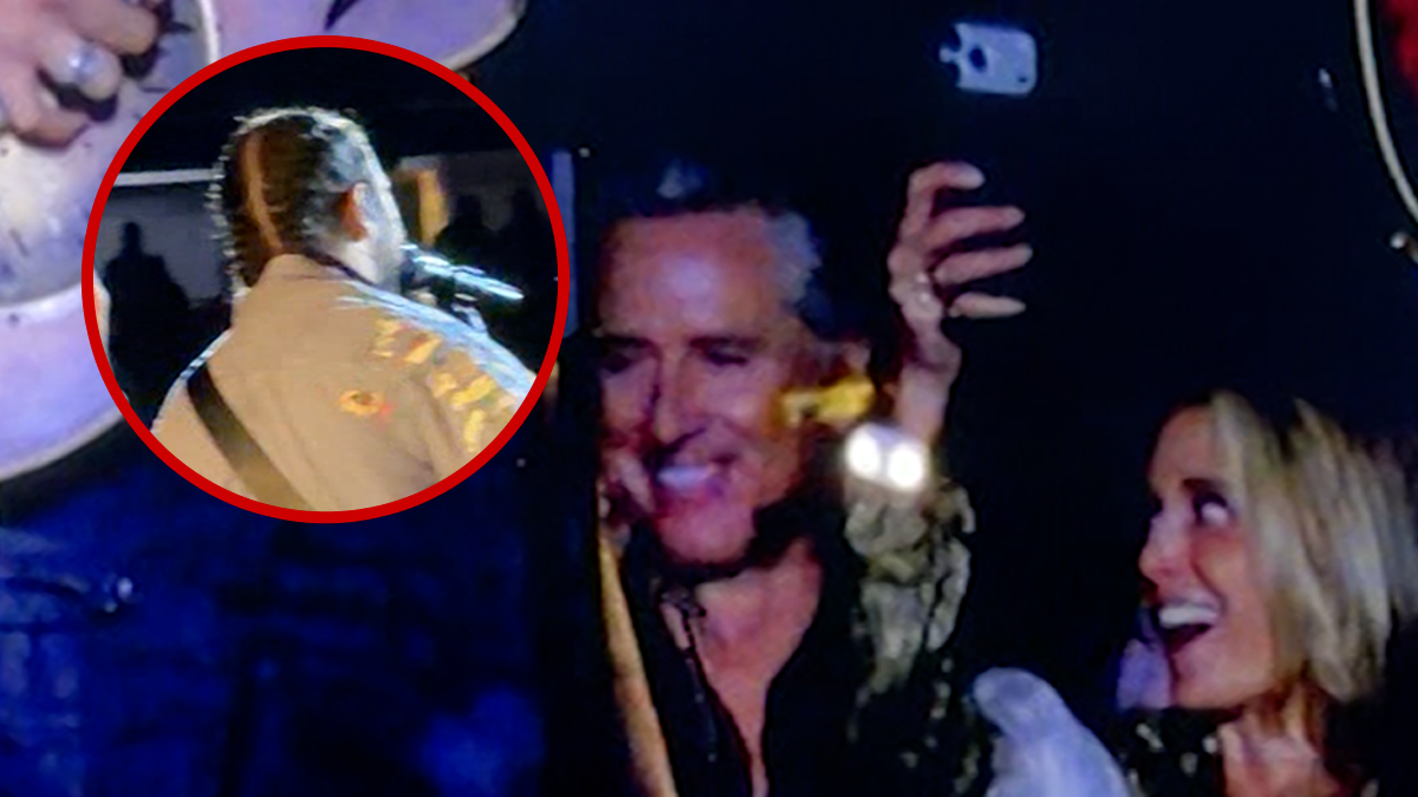 Gavin Newsom and Jennifer Siebel Newsom watching a live music performance
