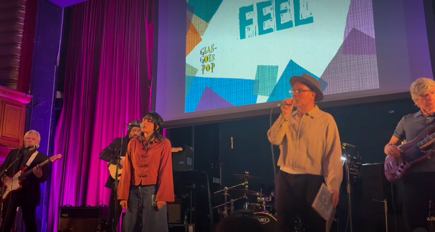 Members of the indie pop band Felt perform onstage as Feel during a reunion show at Glas-Goes Pop in Glasgow