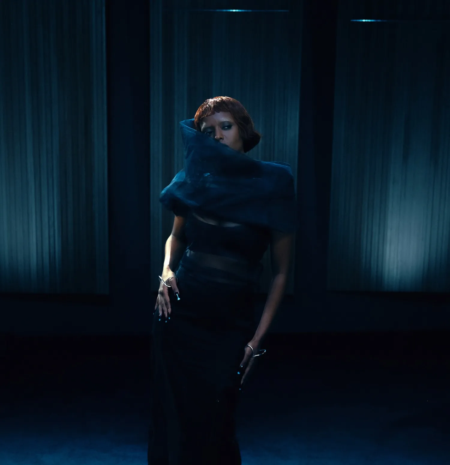 Kelela performing live with string instrumentation