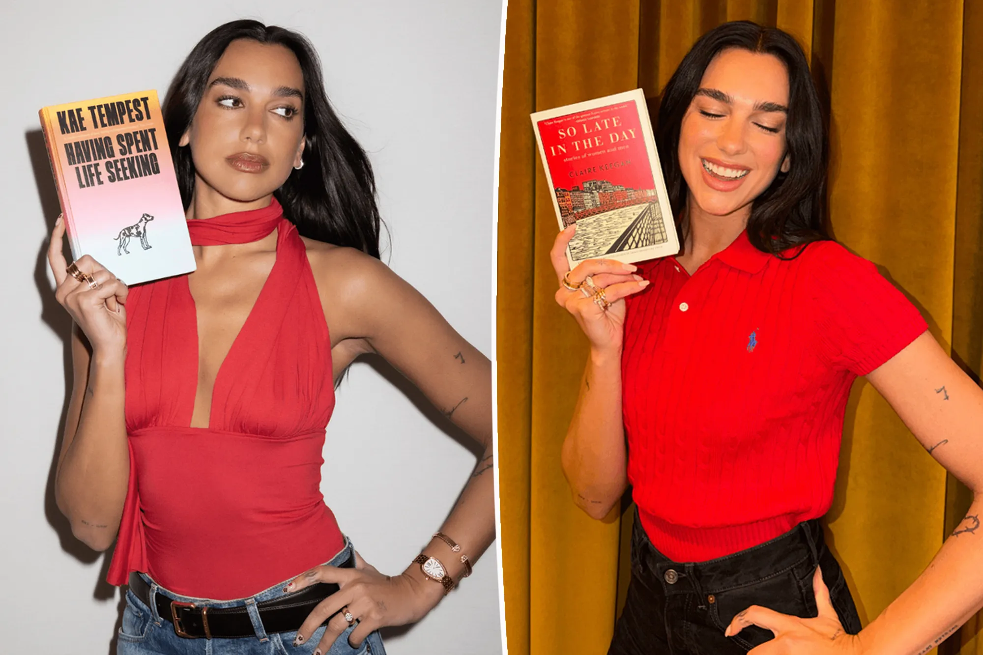 Pop star Dua Lipa posing at a public event