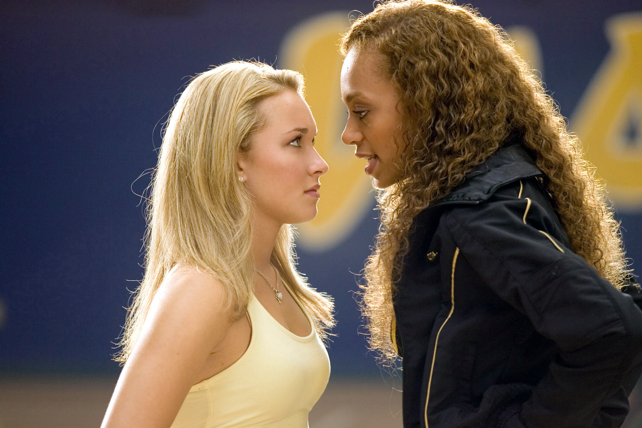 Hayden Panettiere and Solange Knowles in a tense face-off in "Bring It On: All or Nothing."