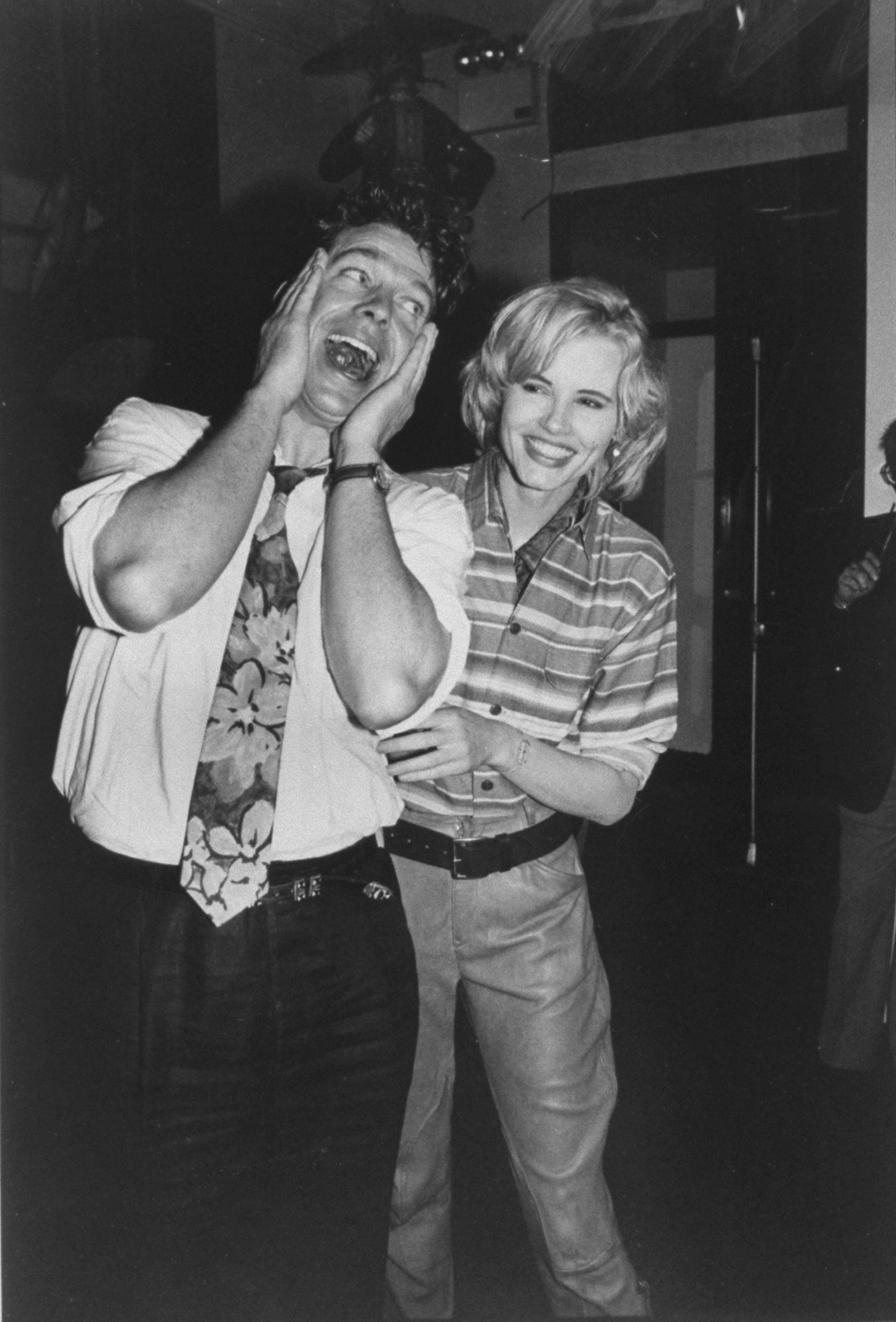 Geena Davis and Christopher McDonald kidding around at Thelma & Louise premiere.