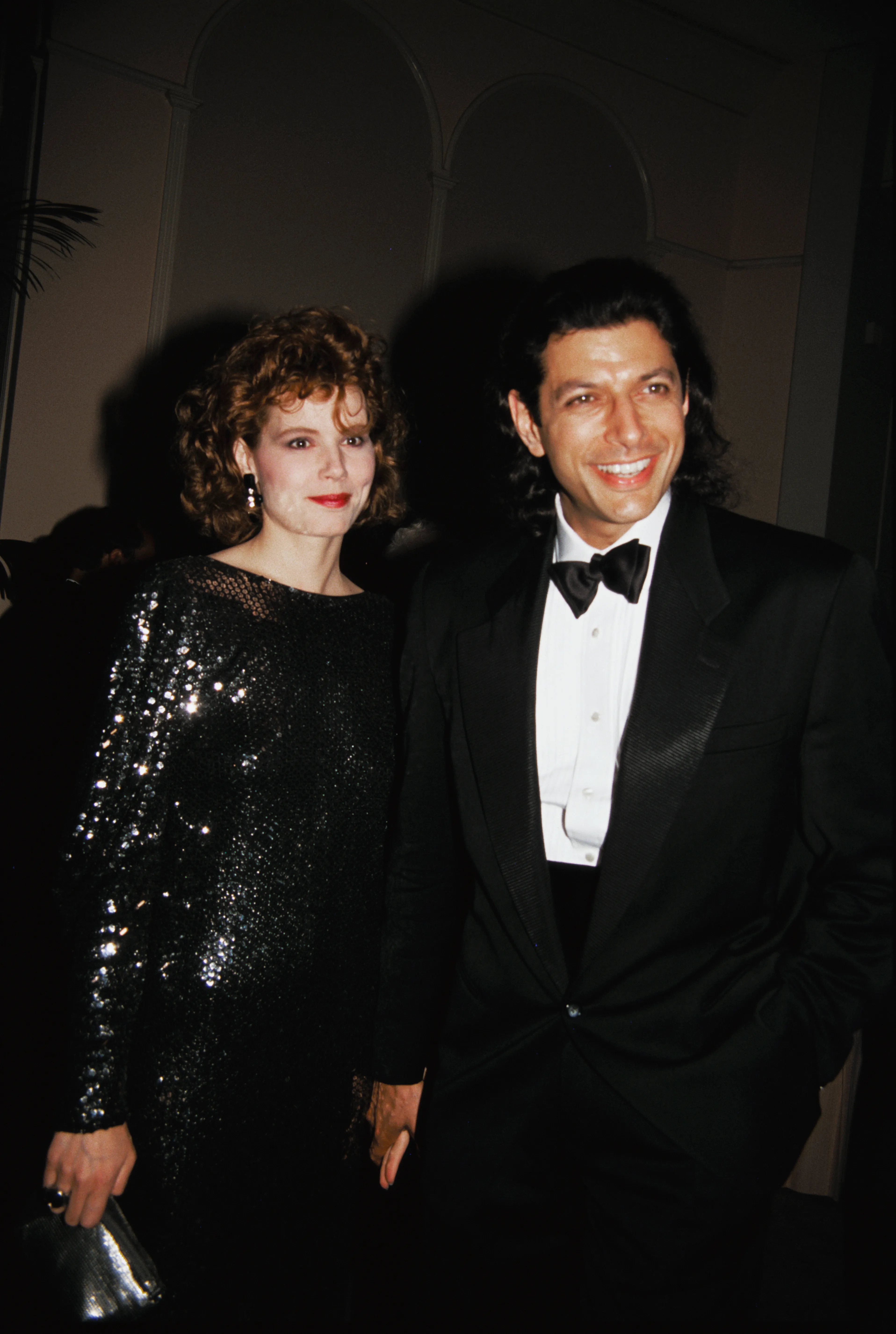 Geena Davis in a sequined dress and Jeff Goldblum in a tuxedo at the 41st Annual Writer
