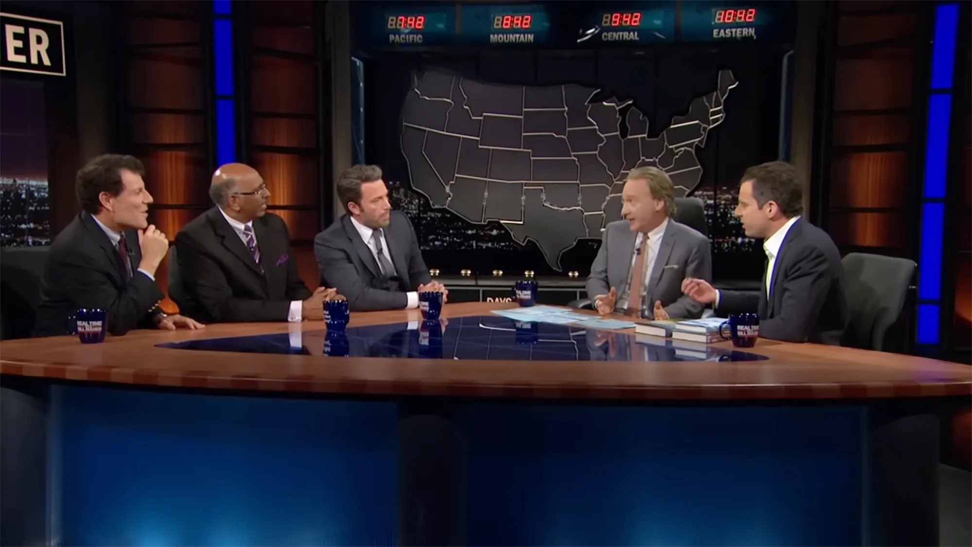 Bill Maher with Ben Affleck during a "Real Time" episode.