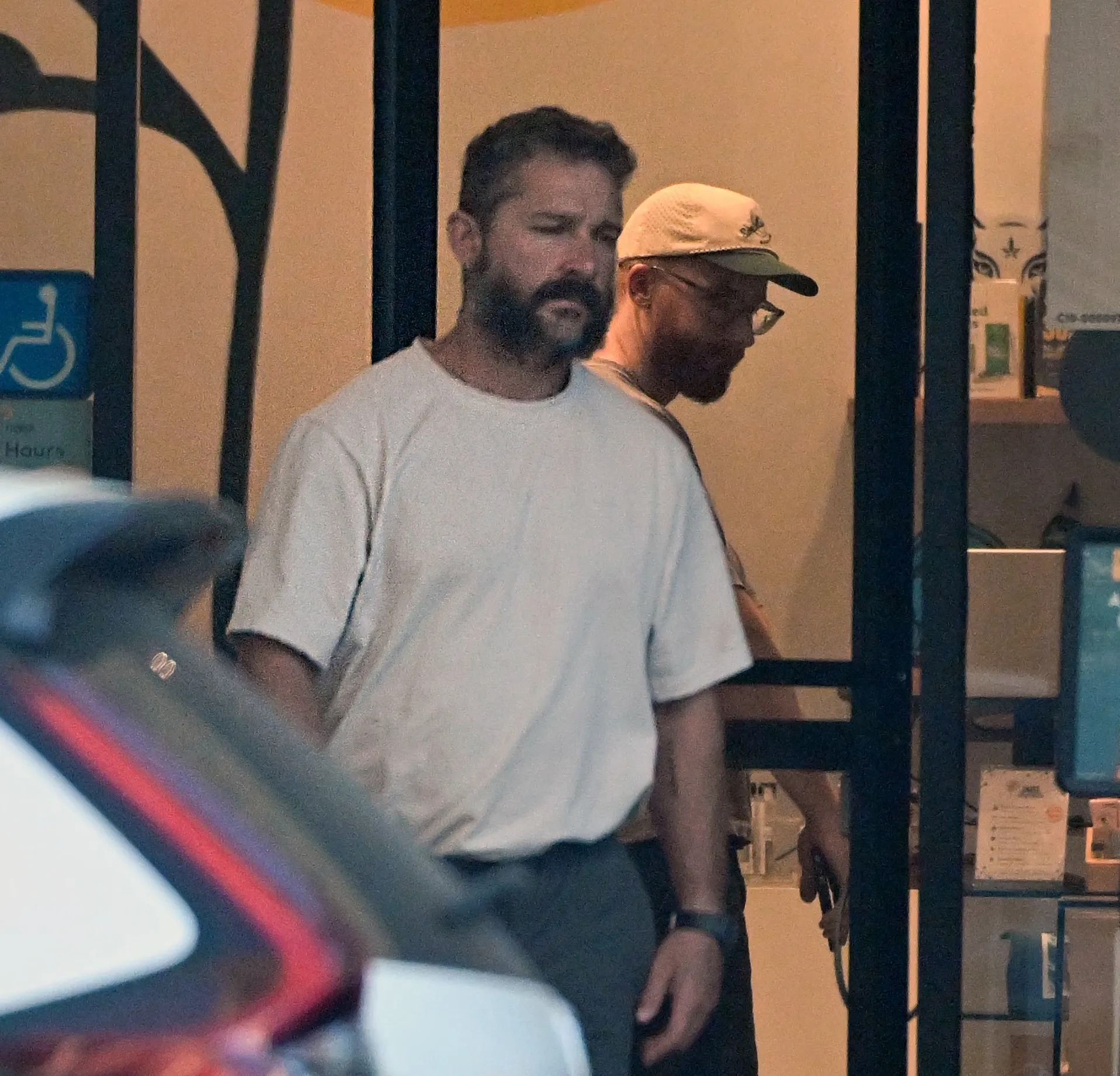 Shia LaBeouf leaving a cannabis dispensary.
