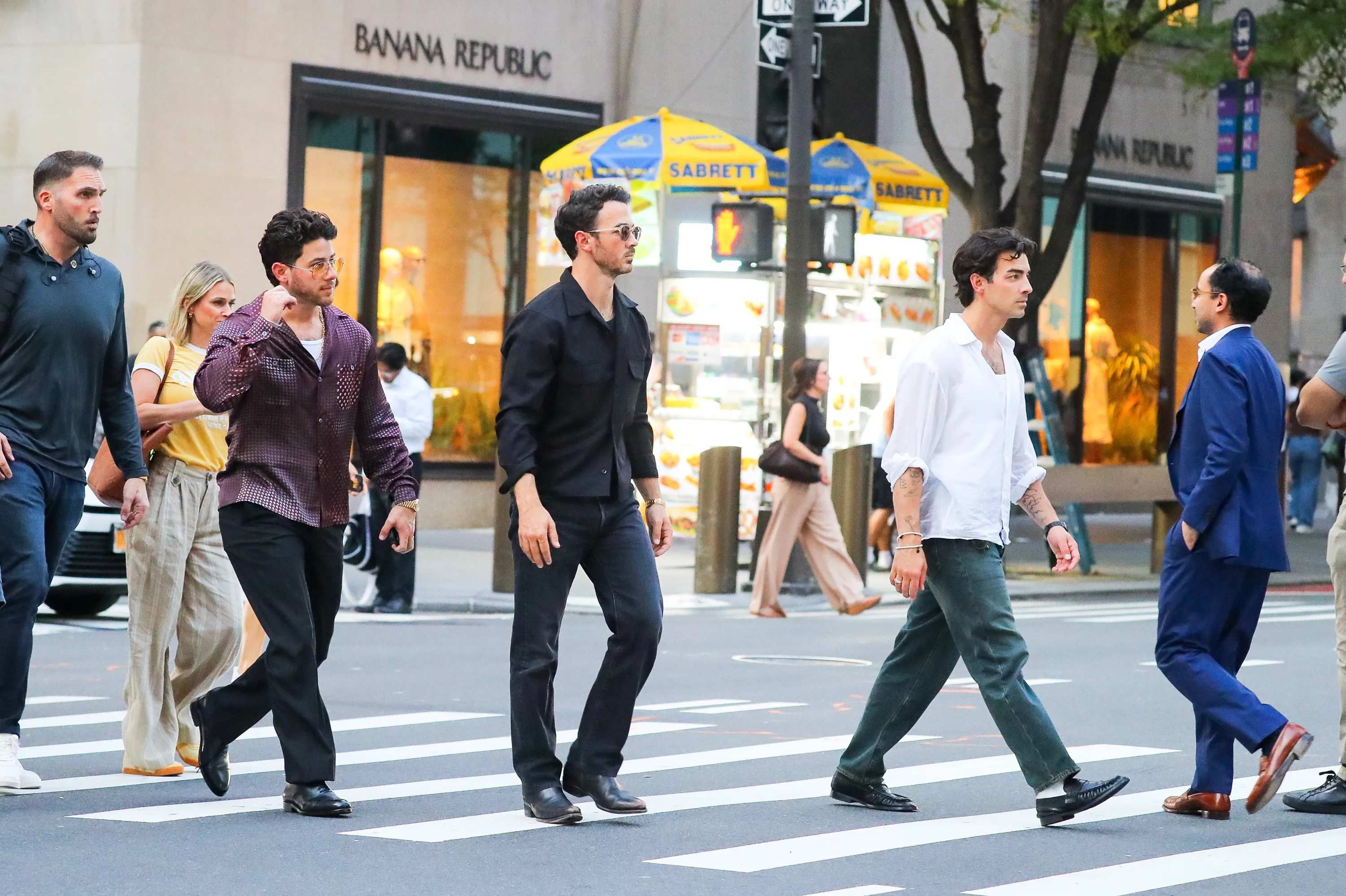 The Jonas Brothers were spotted taking a walk around New York City after visiting iHeartRadio.