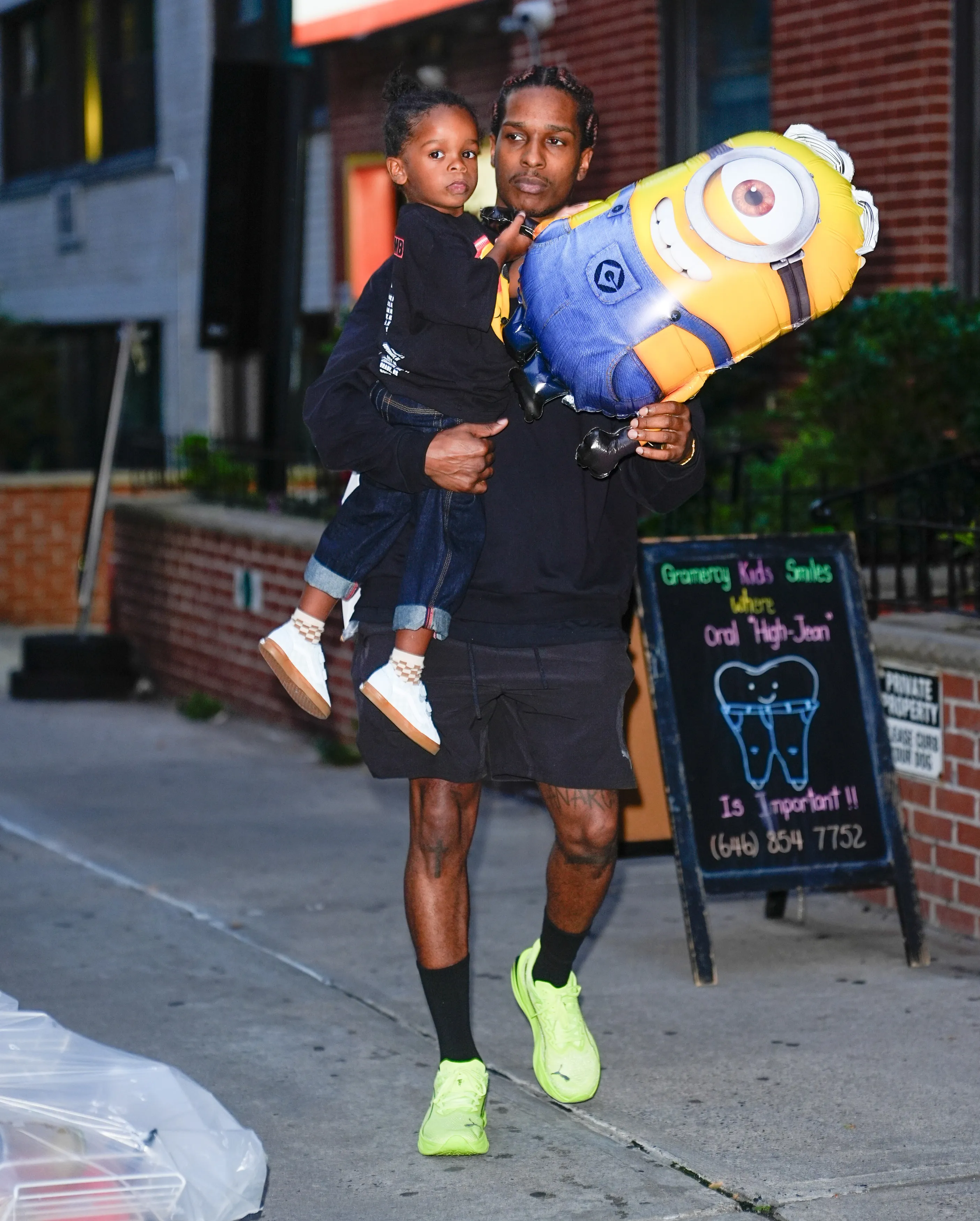 A$AP Rocky takes his son to the dentist in NYC.