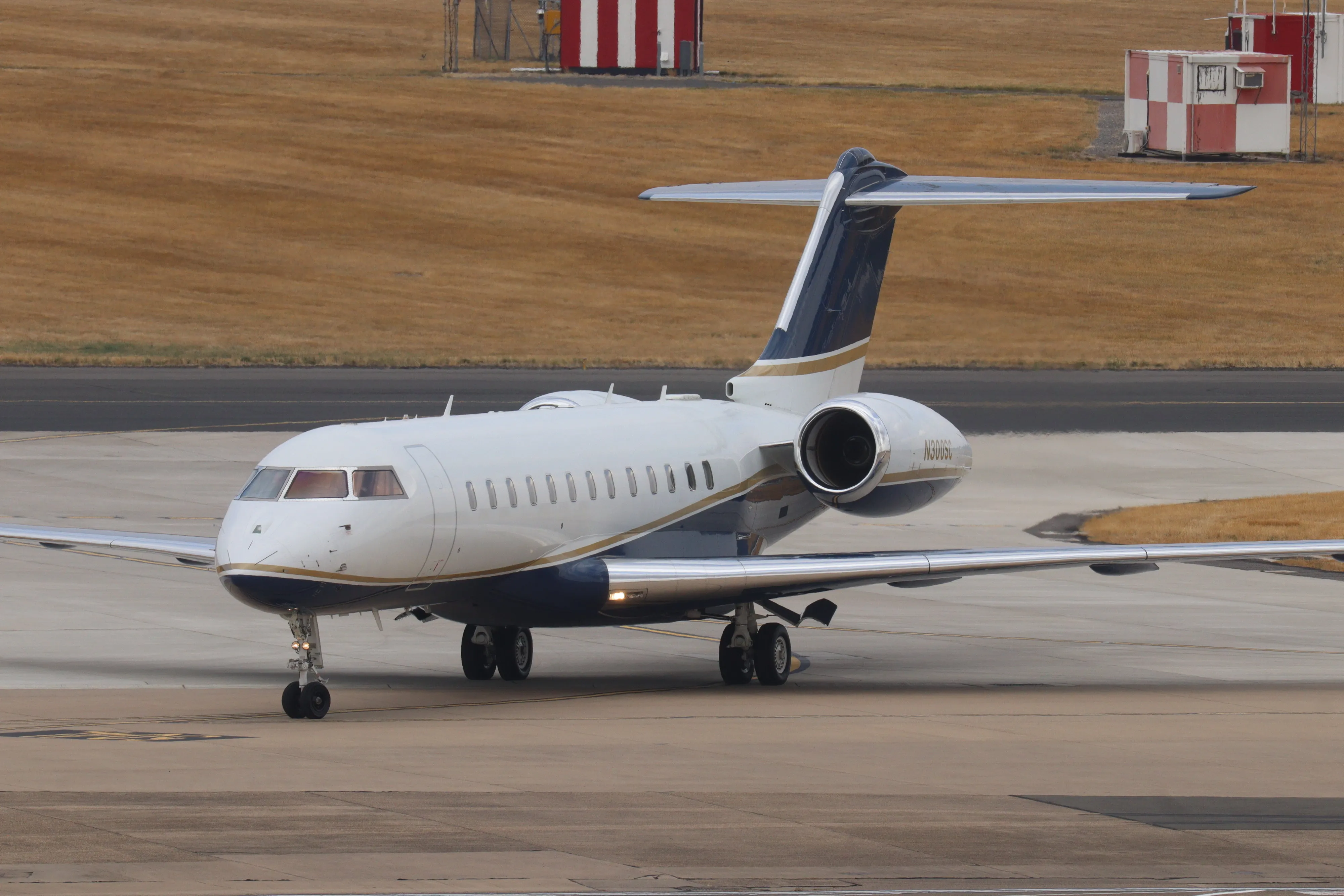 The Global Express N300SC plane on the tarmac at Birmingham Airport.