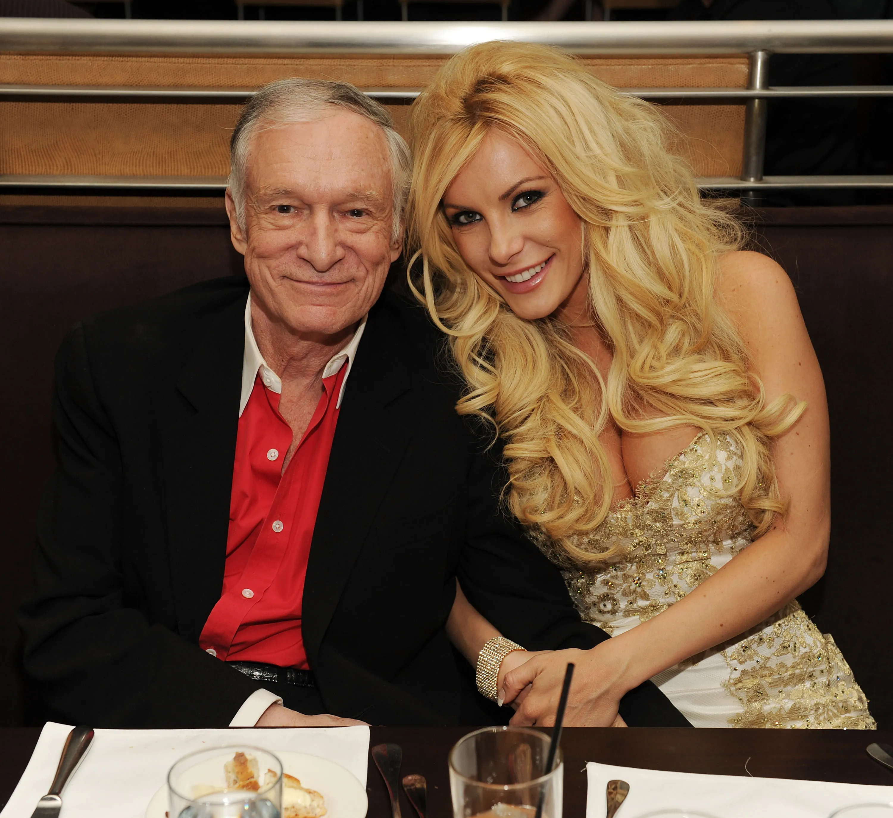 Hugh Hefner and Crystal Harris celebrate at The Palms Casino Resort.