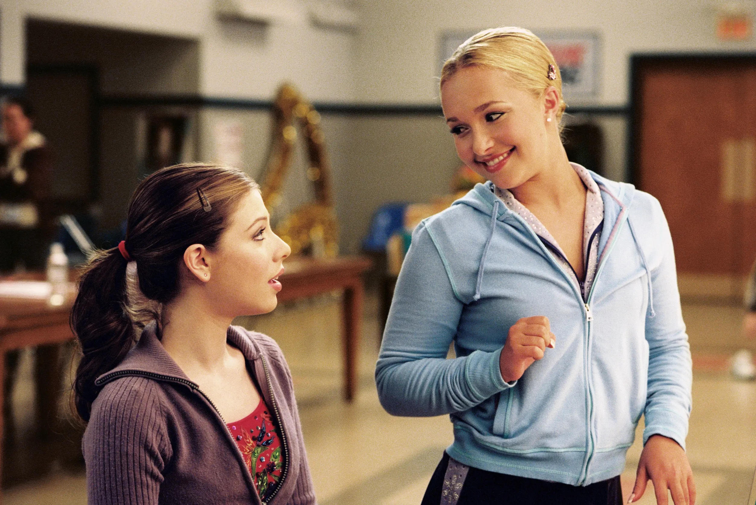 Michelle Trachtenberg and Hayden Panettiere in a scene from "Ice Princess."