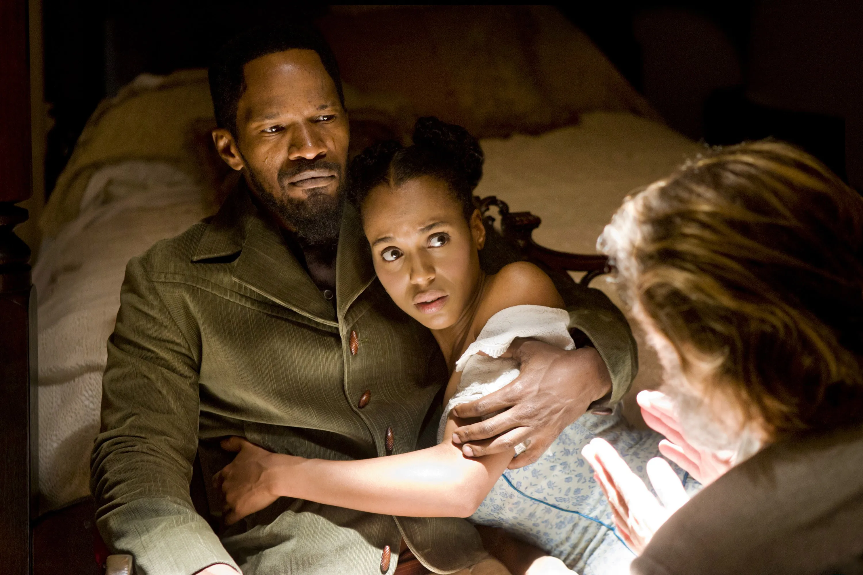 Jamie Foxx and Kerry Washington in a scene from the film "Django Unchained."