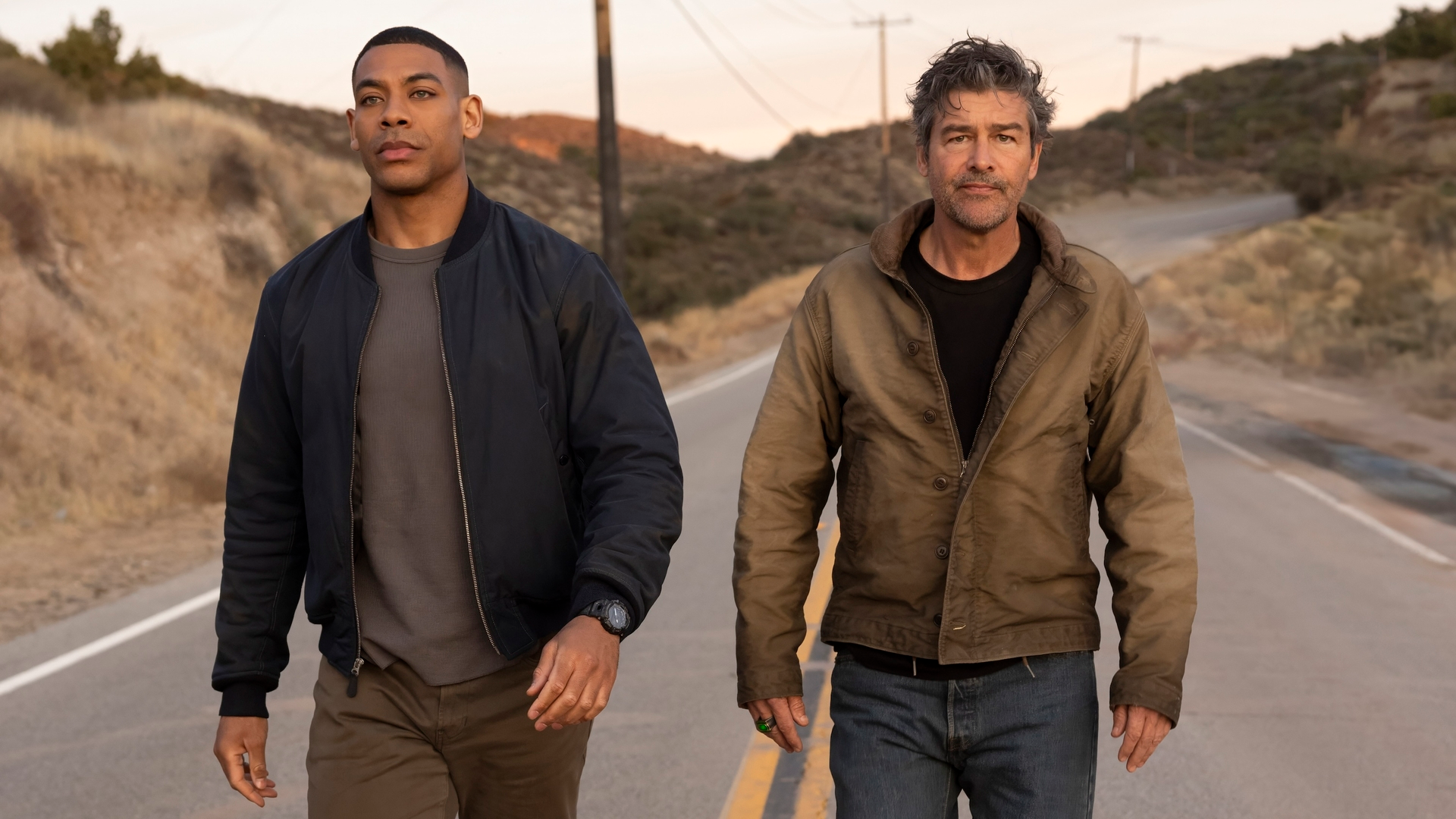 Kyle Chandler and Aaron Pierre in the HBO show "Lanterns."