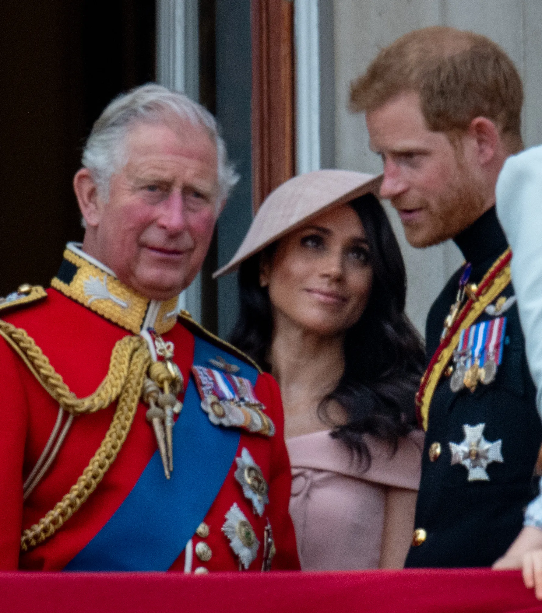 Prince Charles, Prince Harry, and Meghan Markle at Trooping the Colour 2018.
