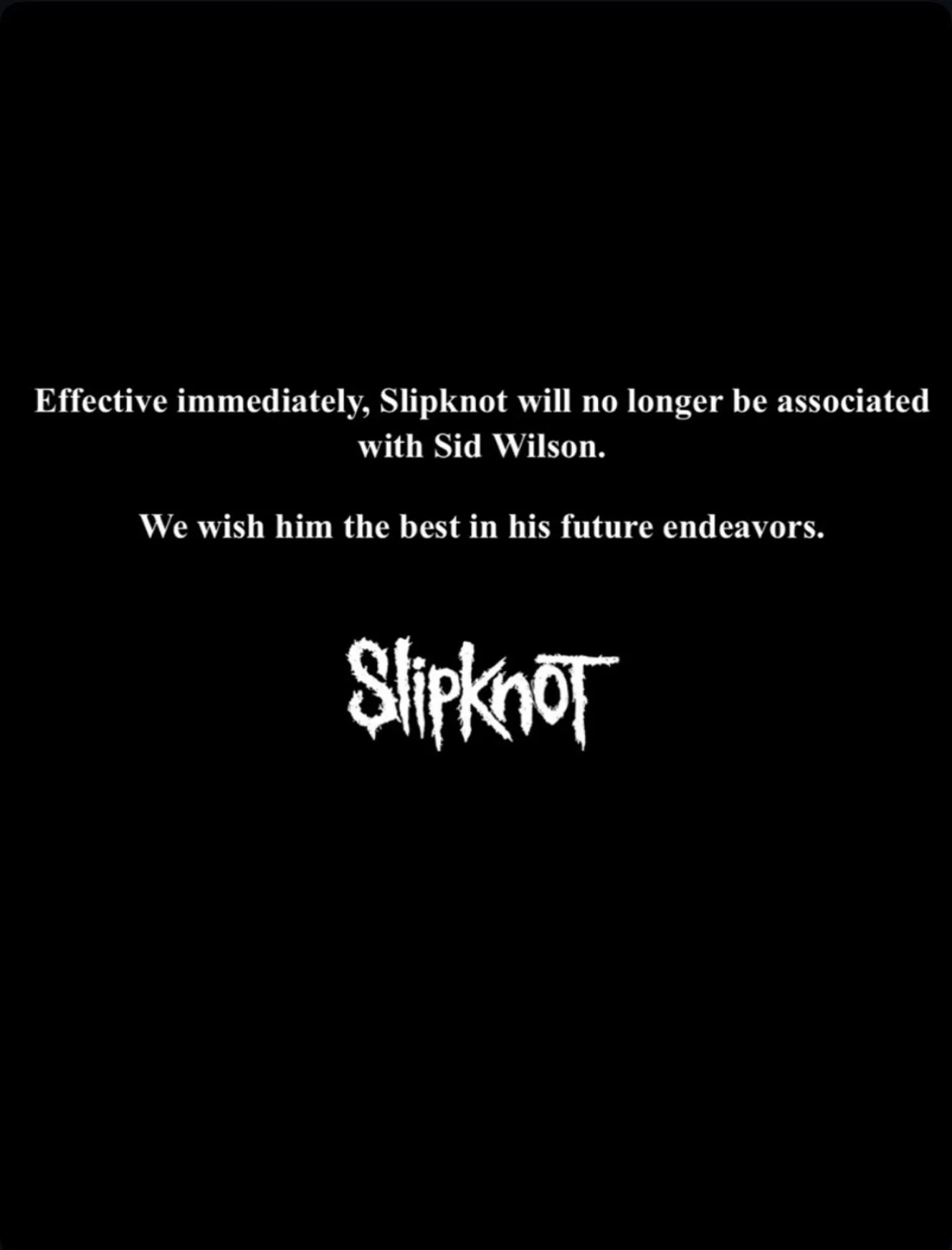 Slipknot statement on Sid Wilson