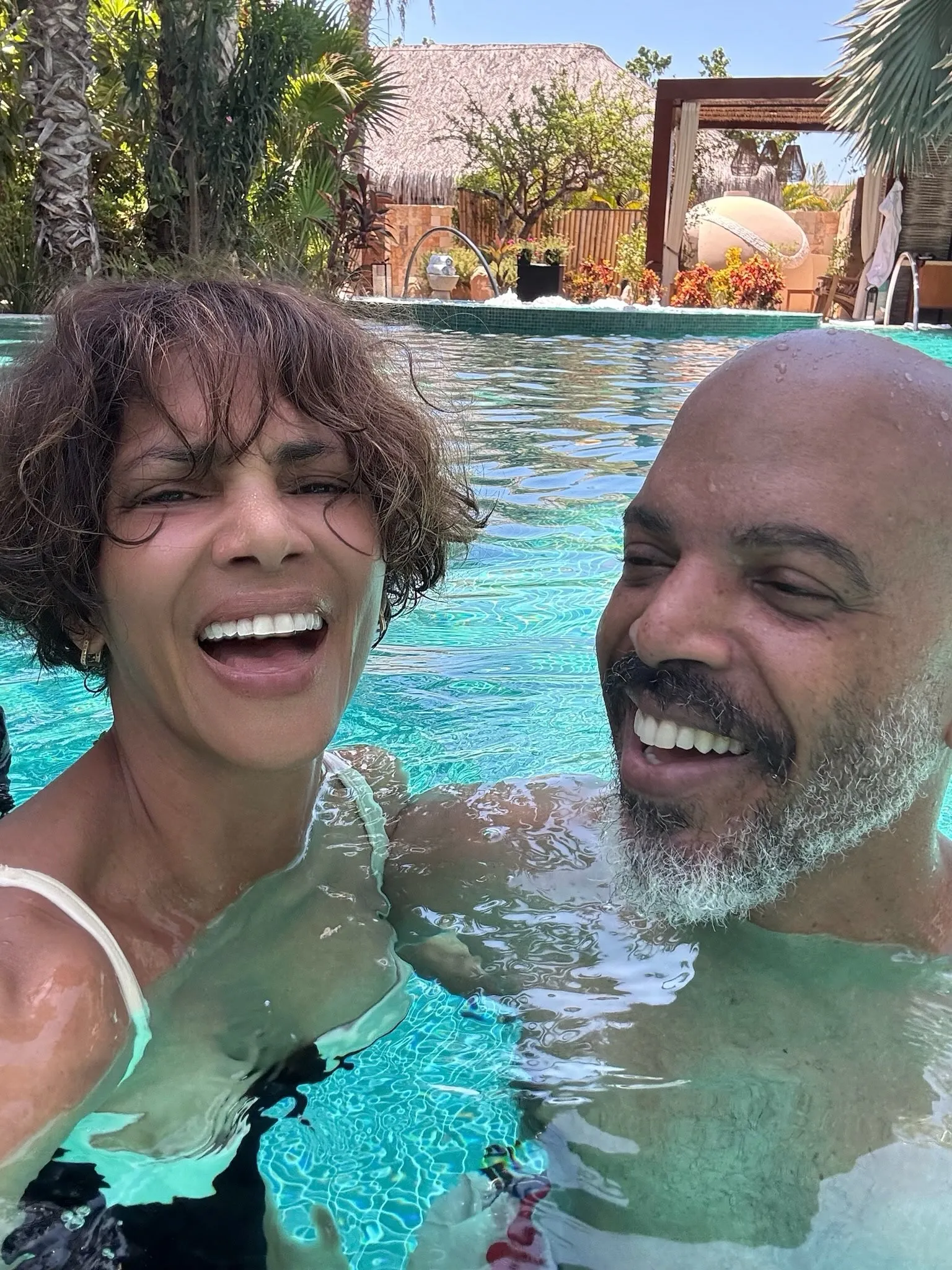 Halle Berry and boyfriend Van Hunt make waves in Los Cabos, Mexico, for Berry’s 60th birthday last week.