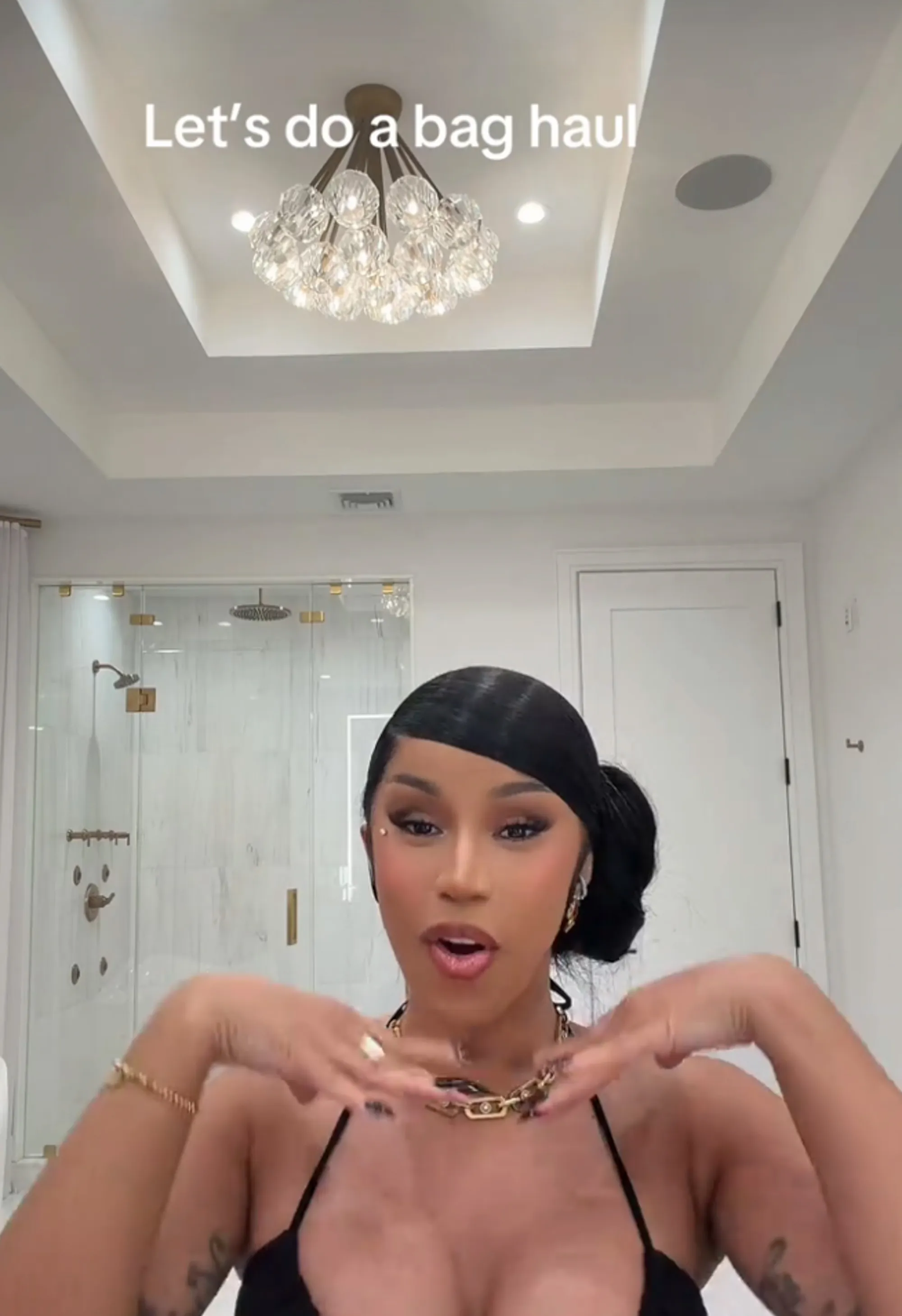 Cardi B showcasing over $187K worth of designer handbags.