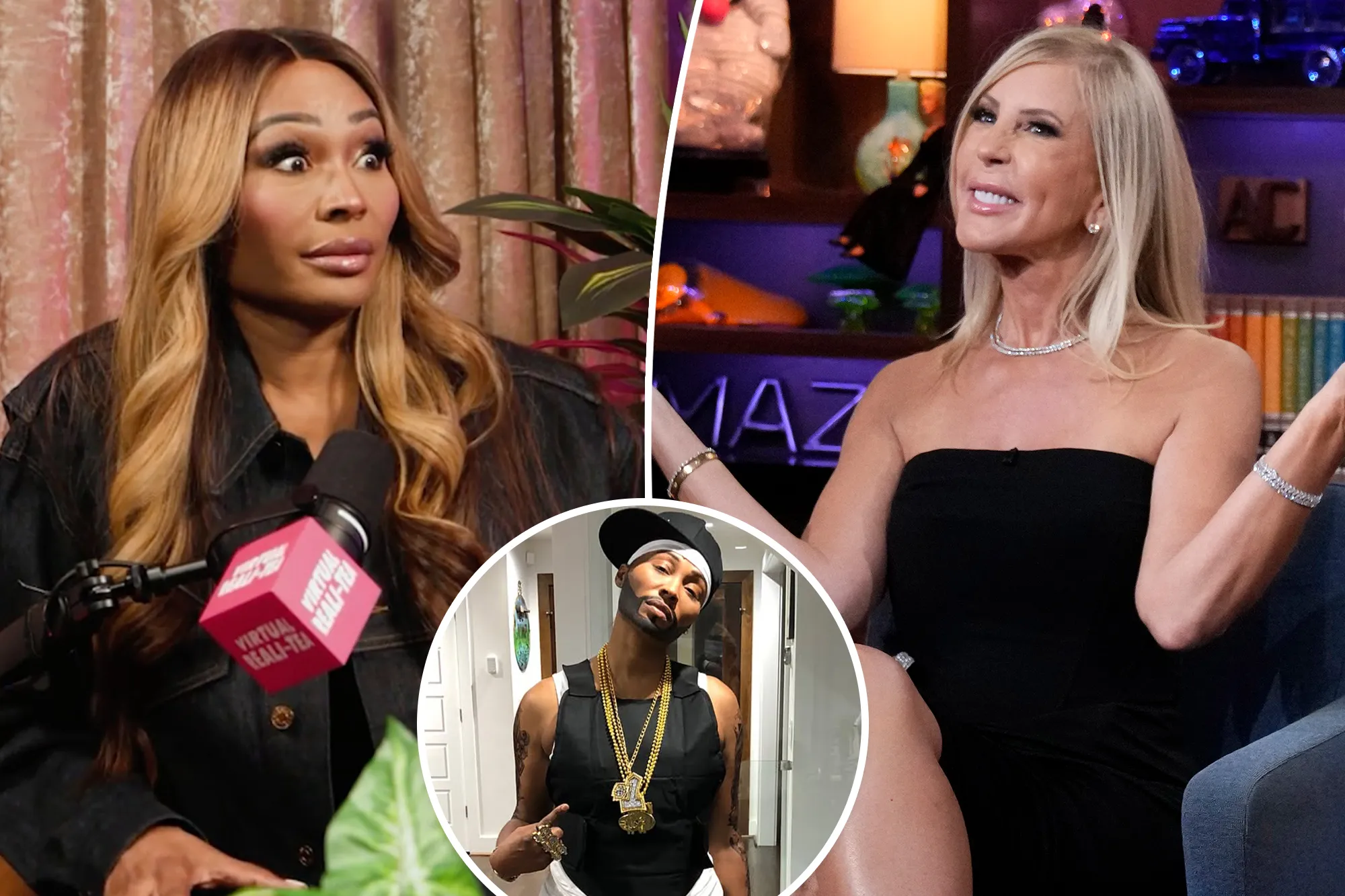 Cynthia Bailey and Vicki Gunvalson posing at a Real Housewives event