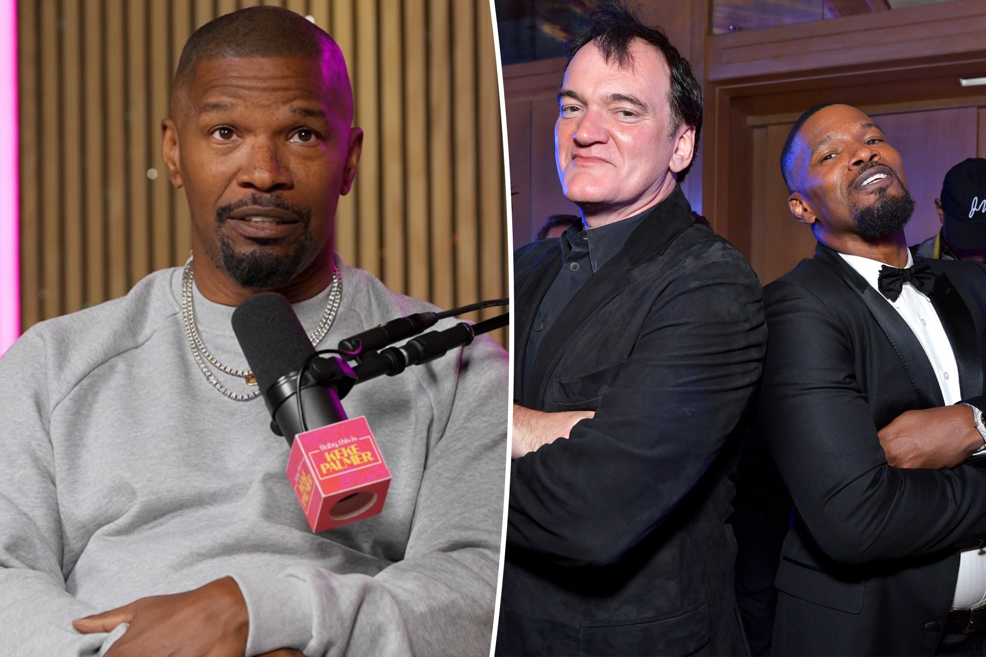 Jamie Foxx looking serious on set