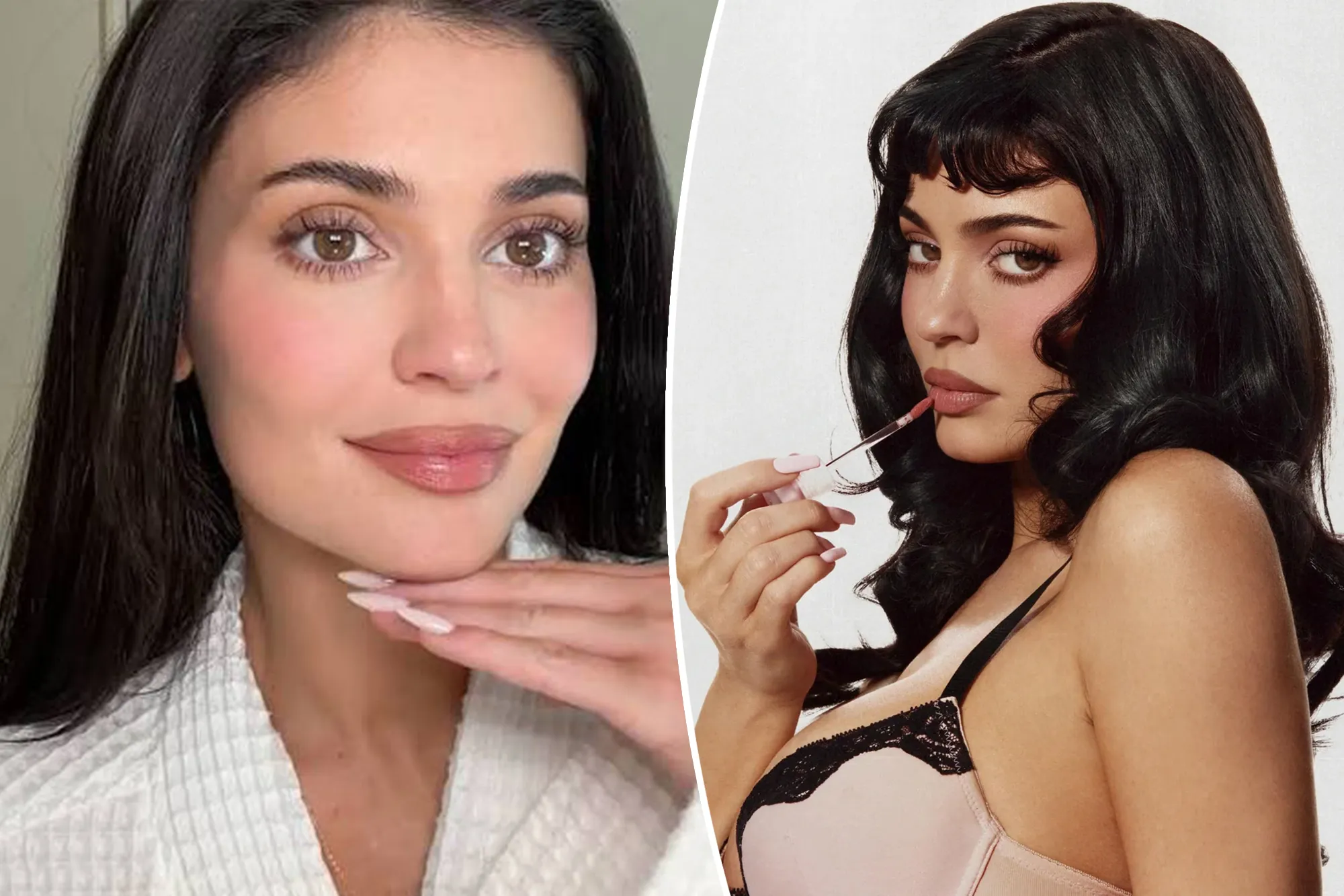 Kylie Jenner posing with her signature plump lip makeup look