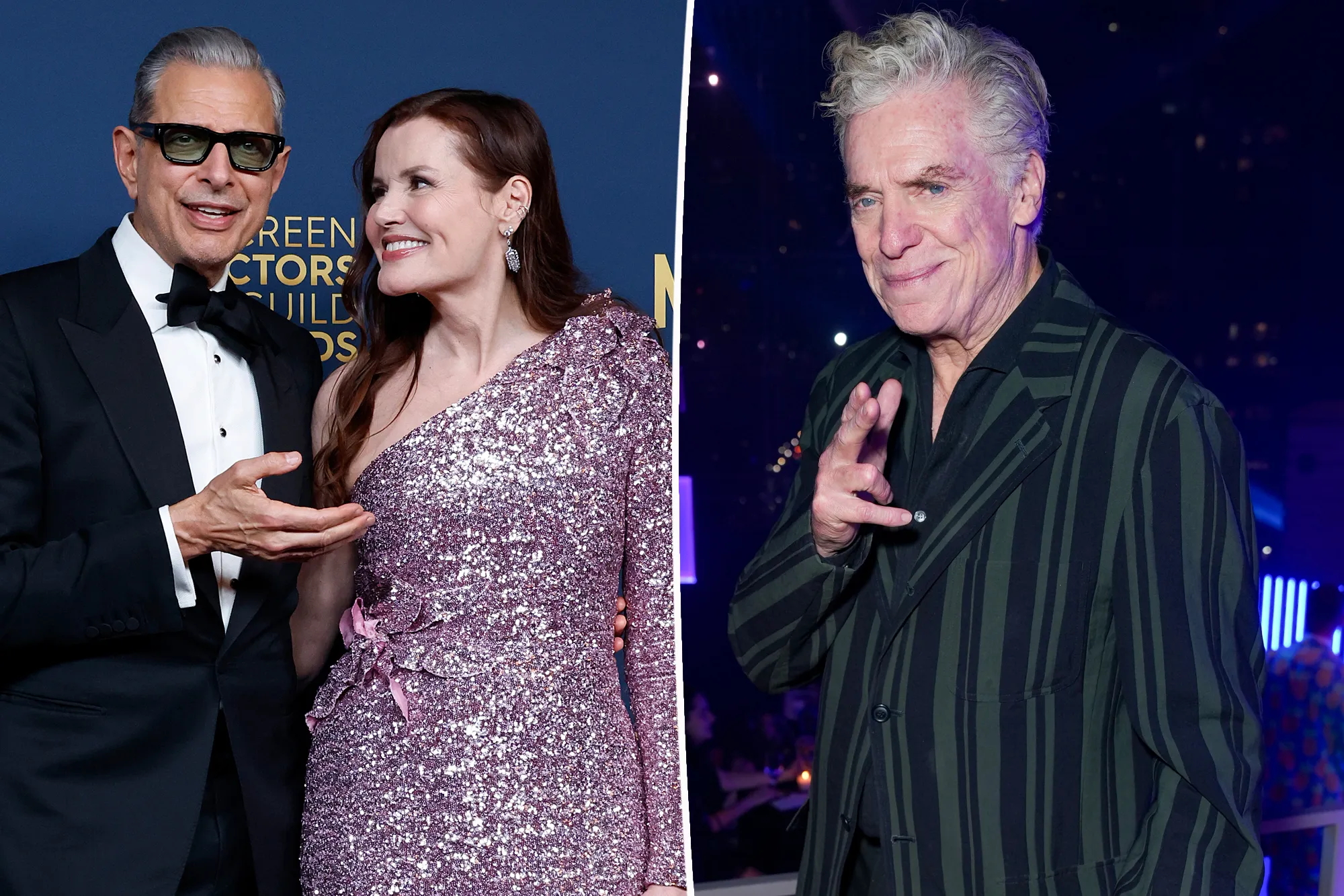 Jeff Goldblum and Geena Davis and Christopher McDonald.