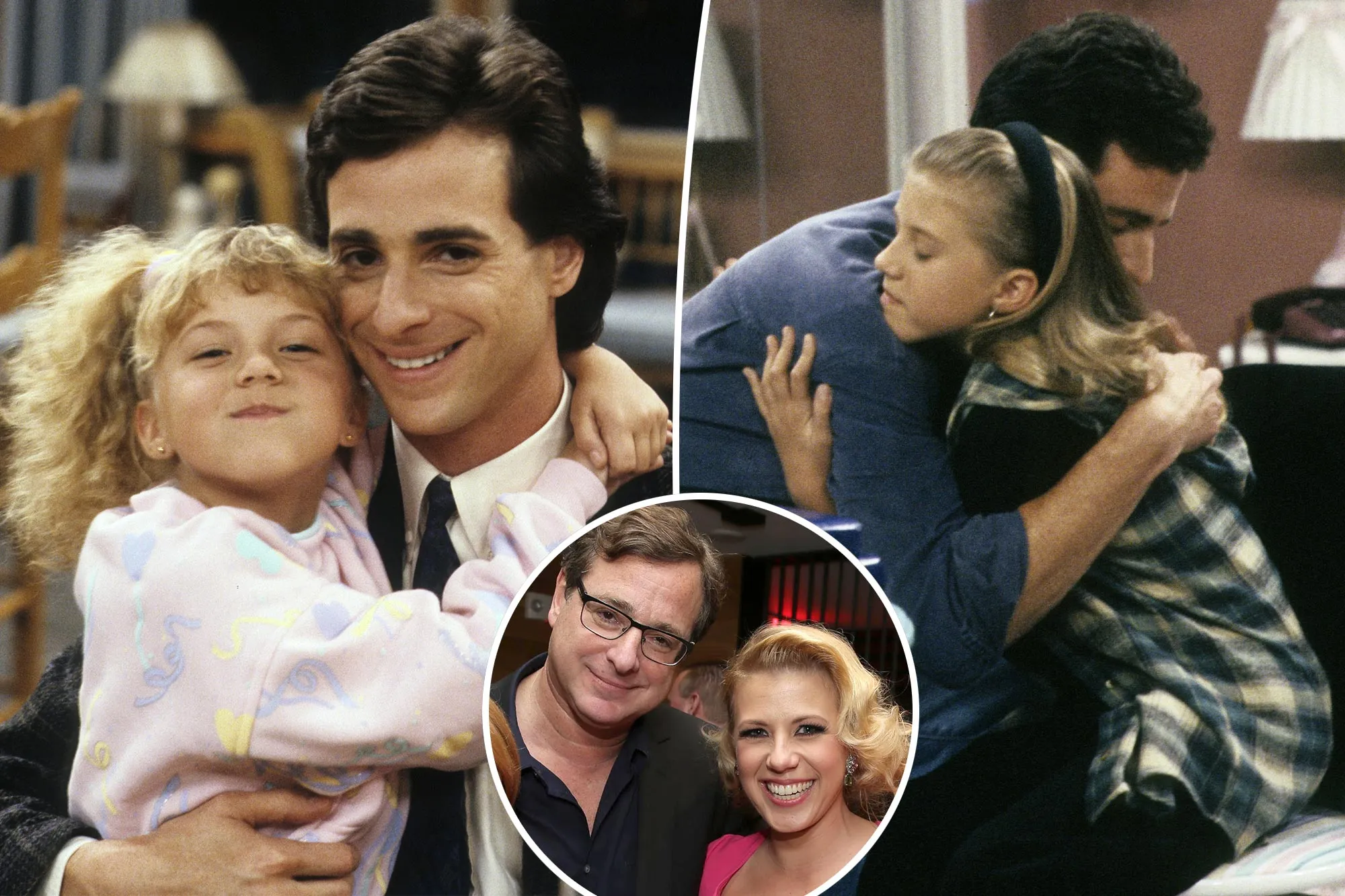 A split of three images of Jodie Sweetin and Bob Saget