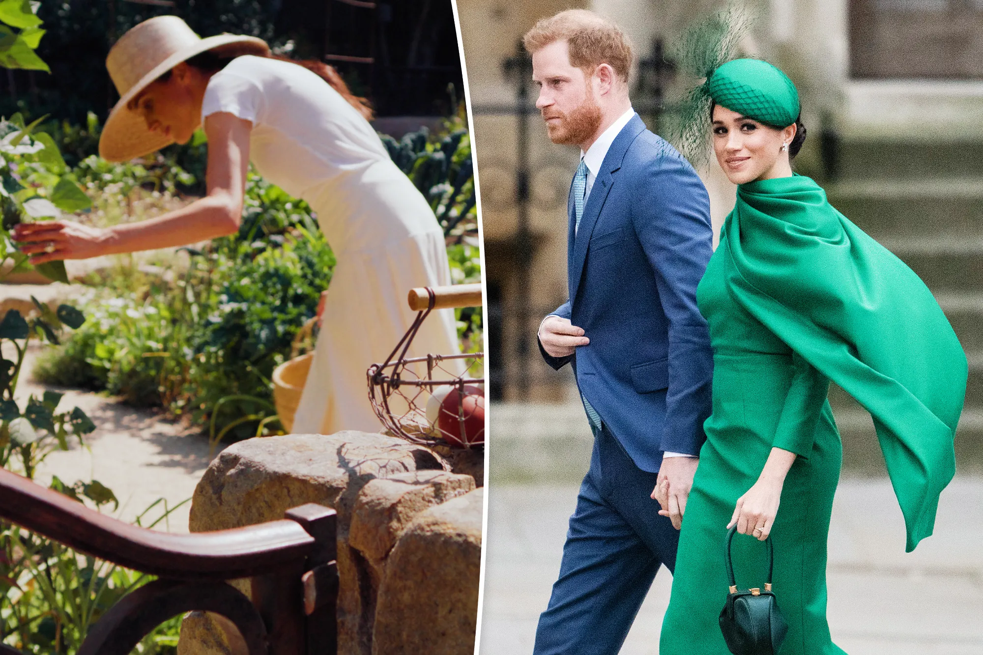Meghan Markle in a Montecito garden before traveling to the UK