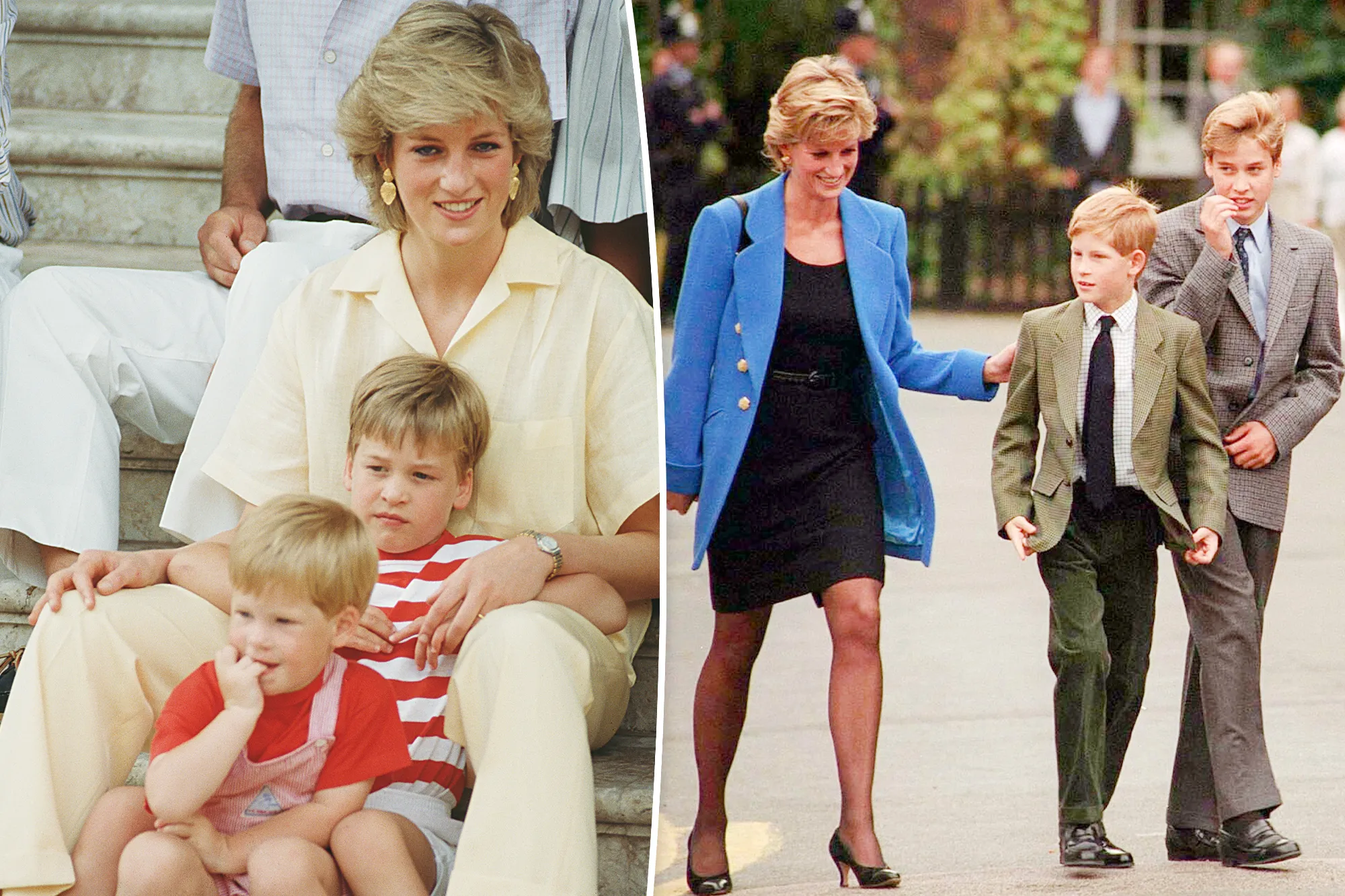 Princess Diana with Prince William and Prince Harry.