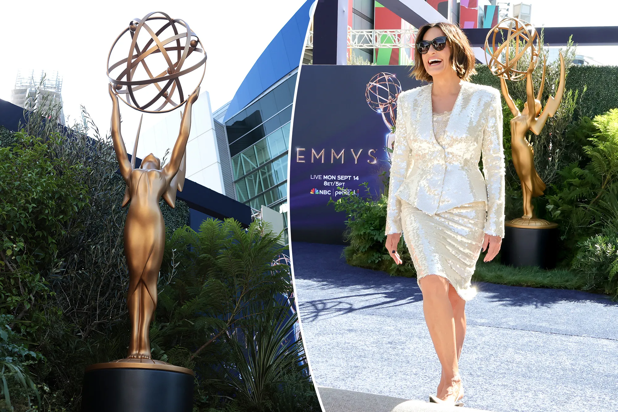 Mariska Hargitay hosting the Primetime Emmy Awards stage