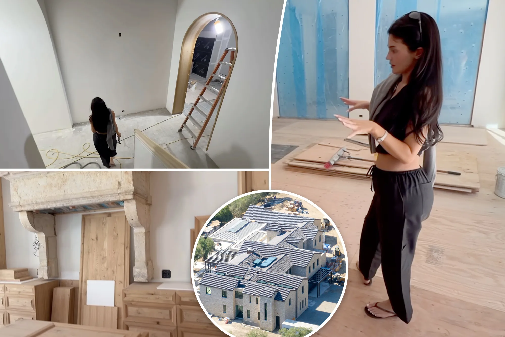 Kylie Jenner on location inspecting the ongoing construction of her custom home