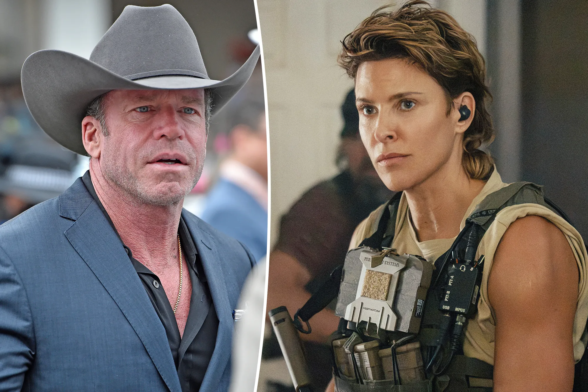 Taylor Sheridan and Jill Wagner at an entertainment industry event