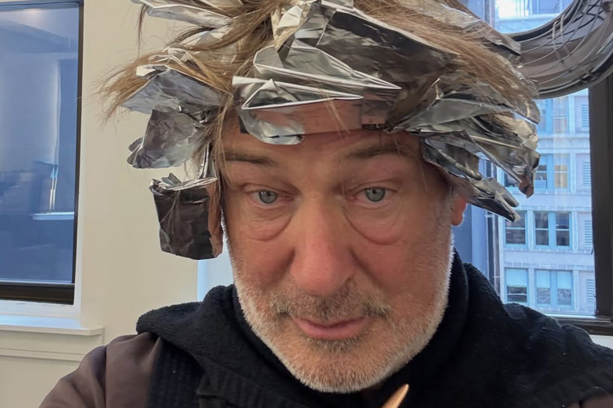 Alec Baldwin showing off his newly refreshed hair color