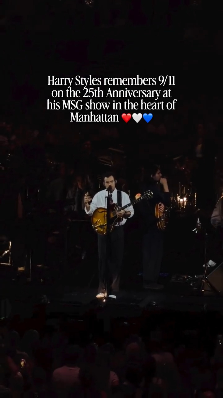 Harry Styles performing on stage at Madison Square Garden.
