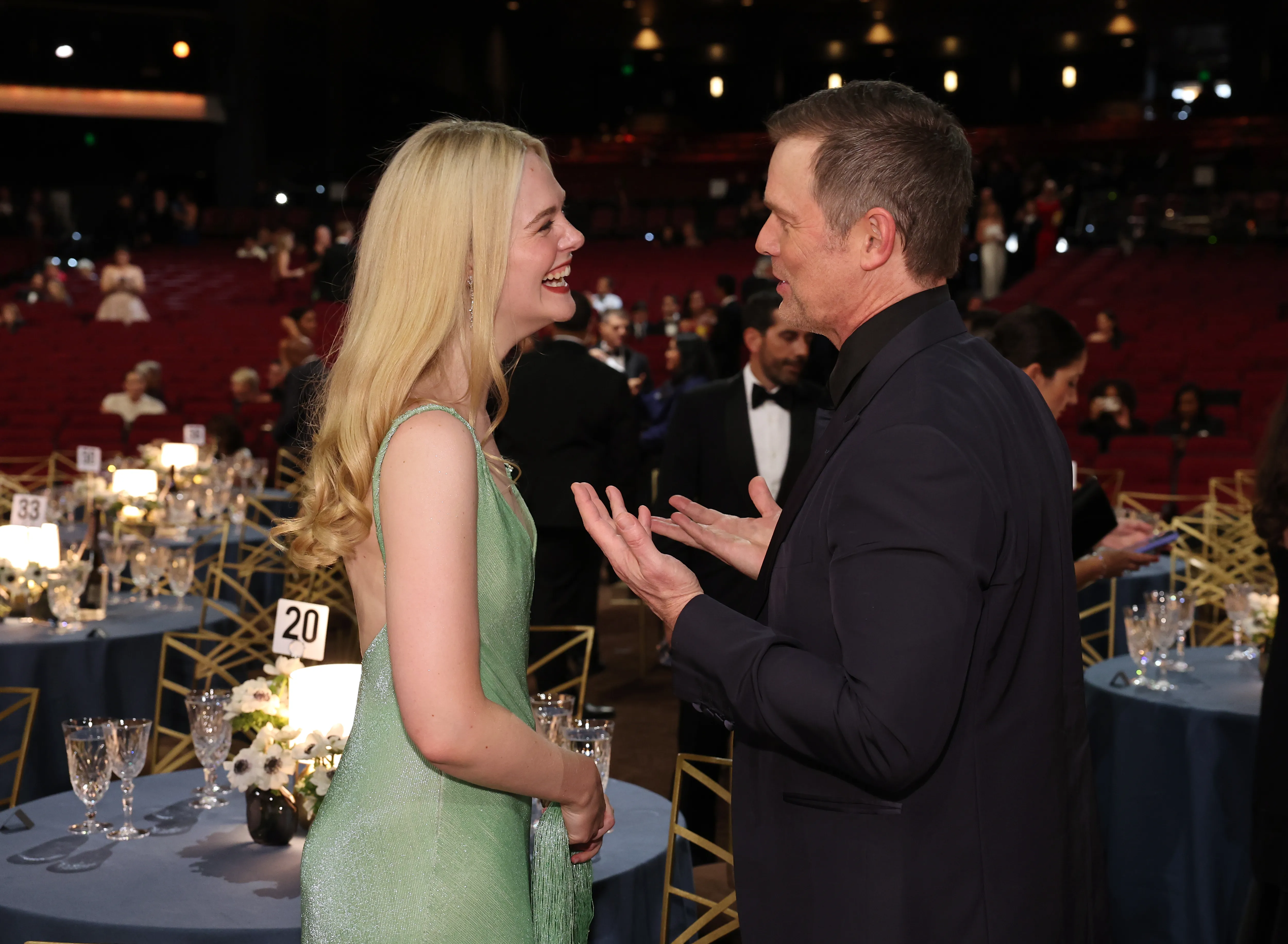 Elle Fanning and Peter Krause at the 78th Primetime Emmy Awards.