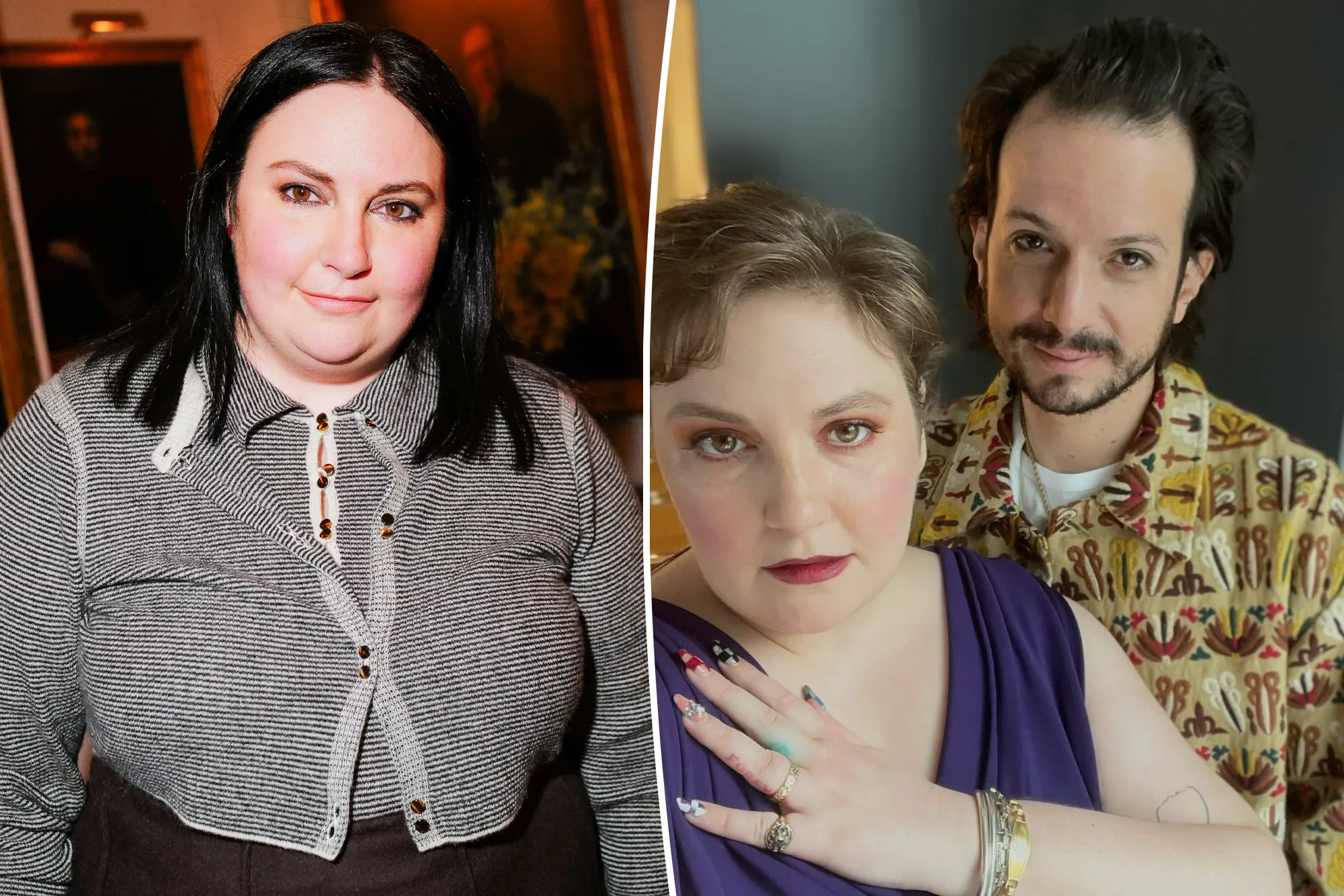 Lena Dunham and husband Luis Felber posing together at an event
