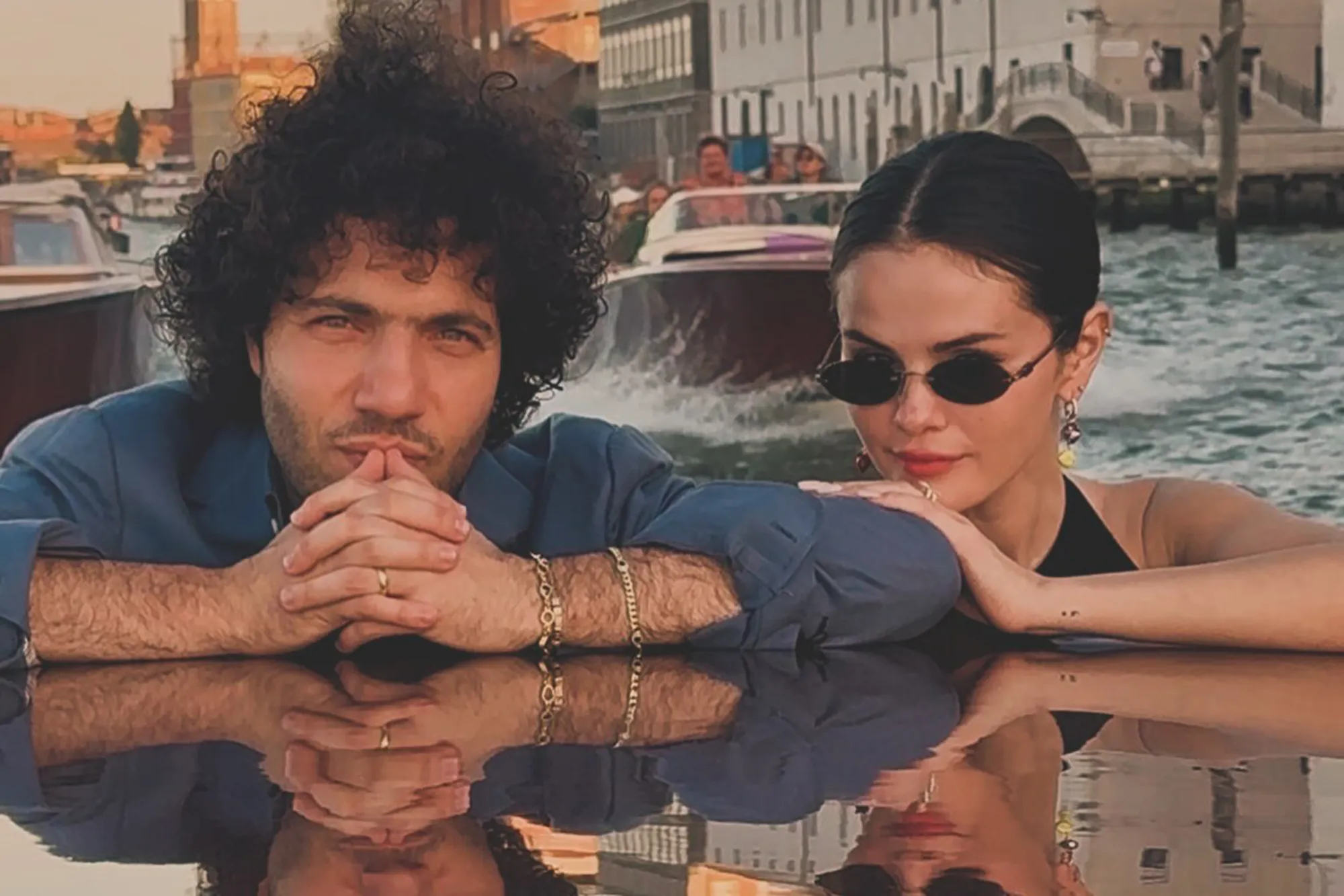 Selena Gomez and Benny Blanco enjoying a romantic boat ride through Venice