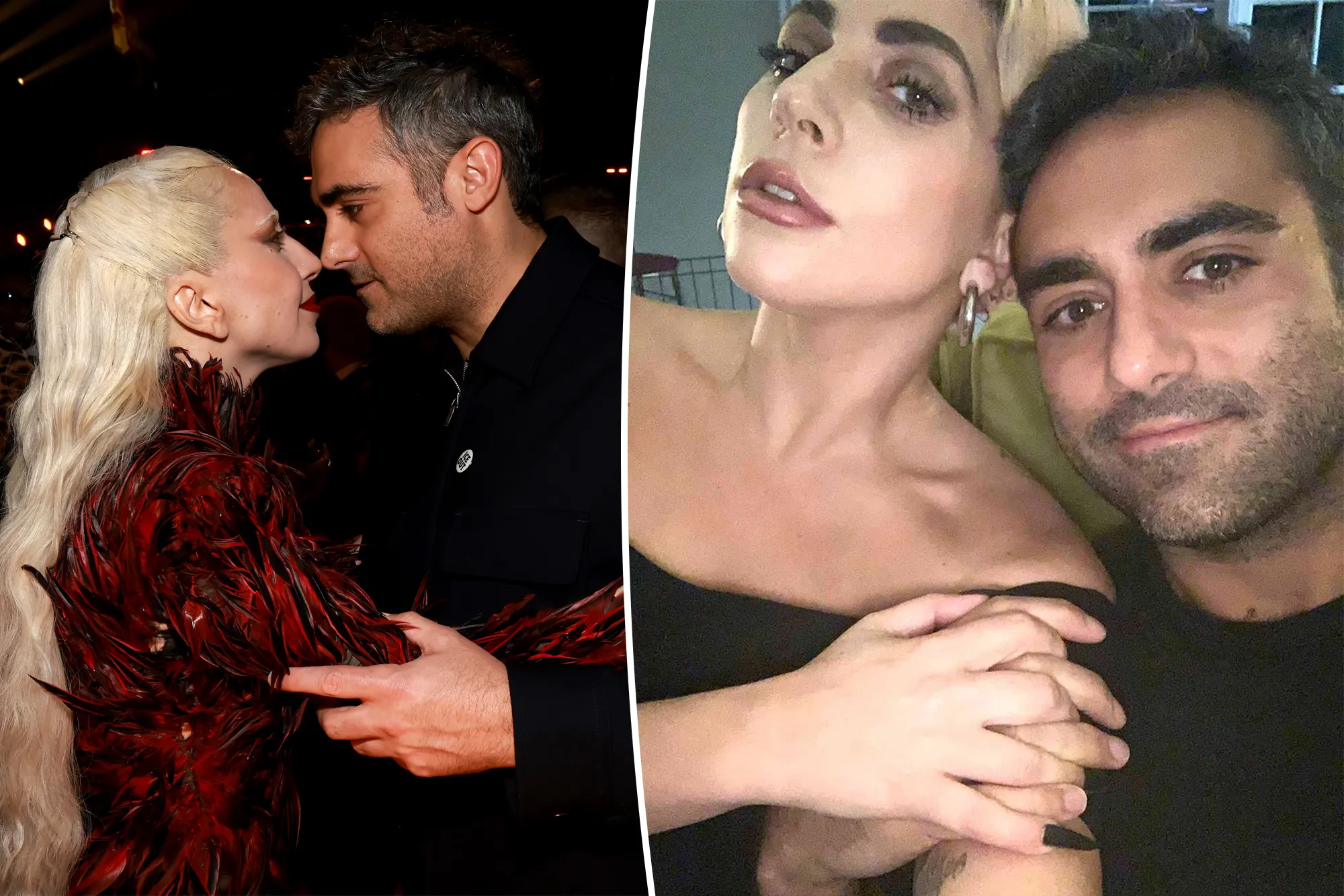 Collage of two images of Lady Gaga and Michael Polansky.