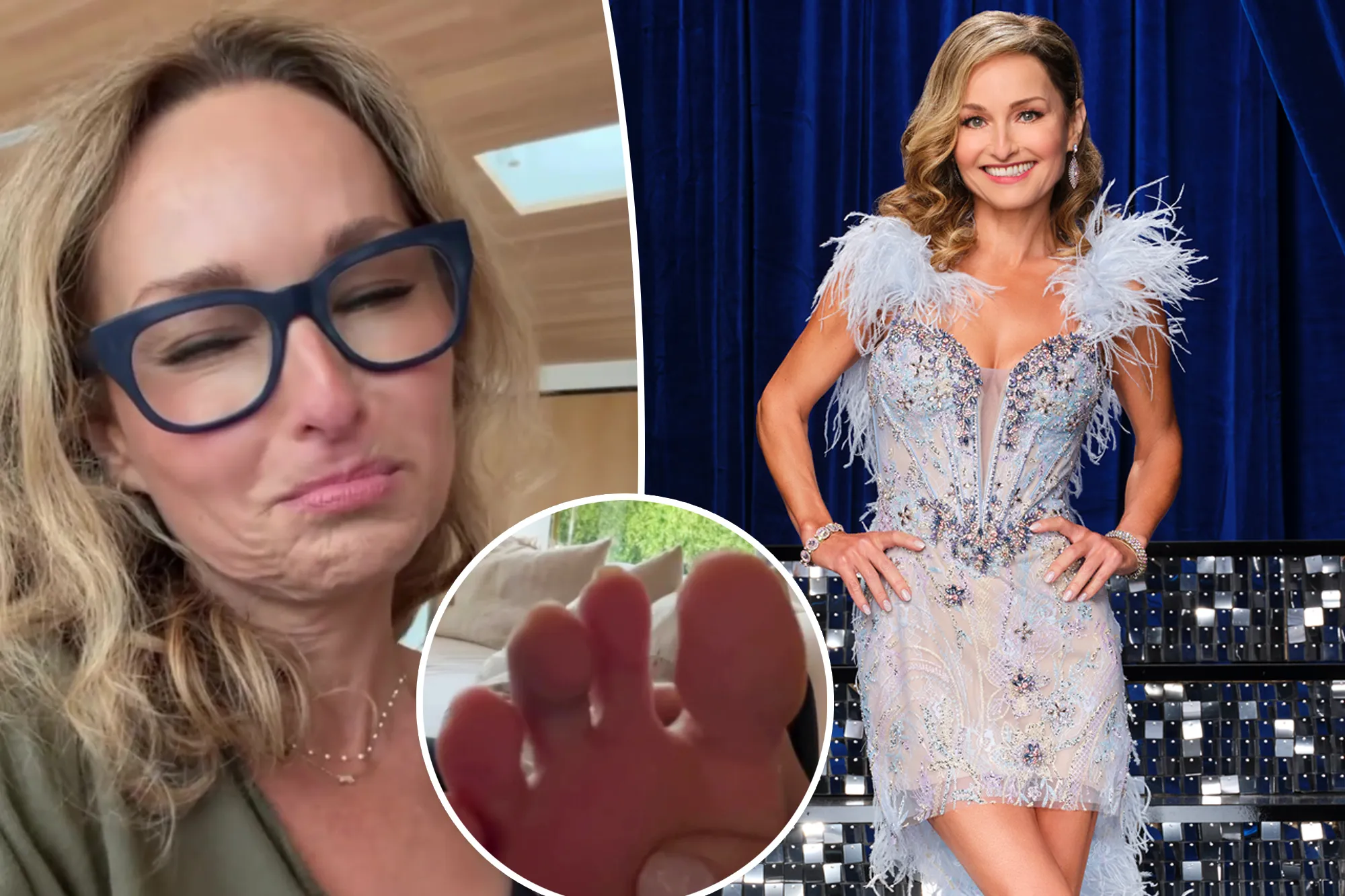 Giada De Laurentiis shows her injured toe.