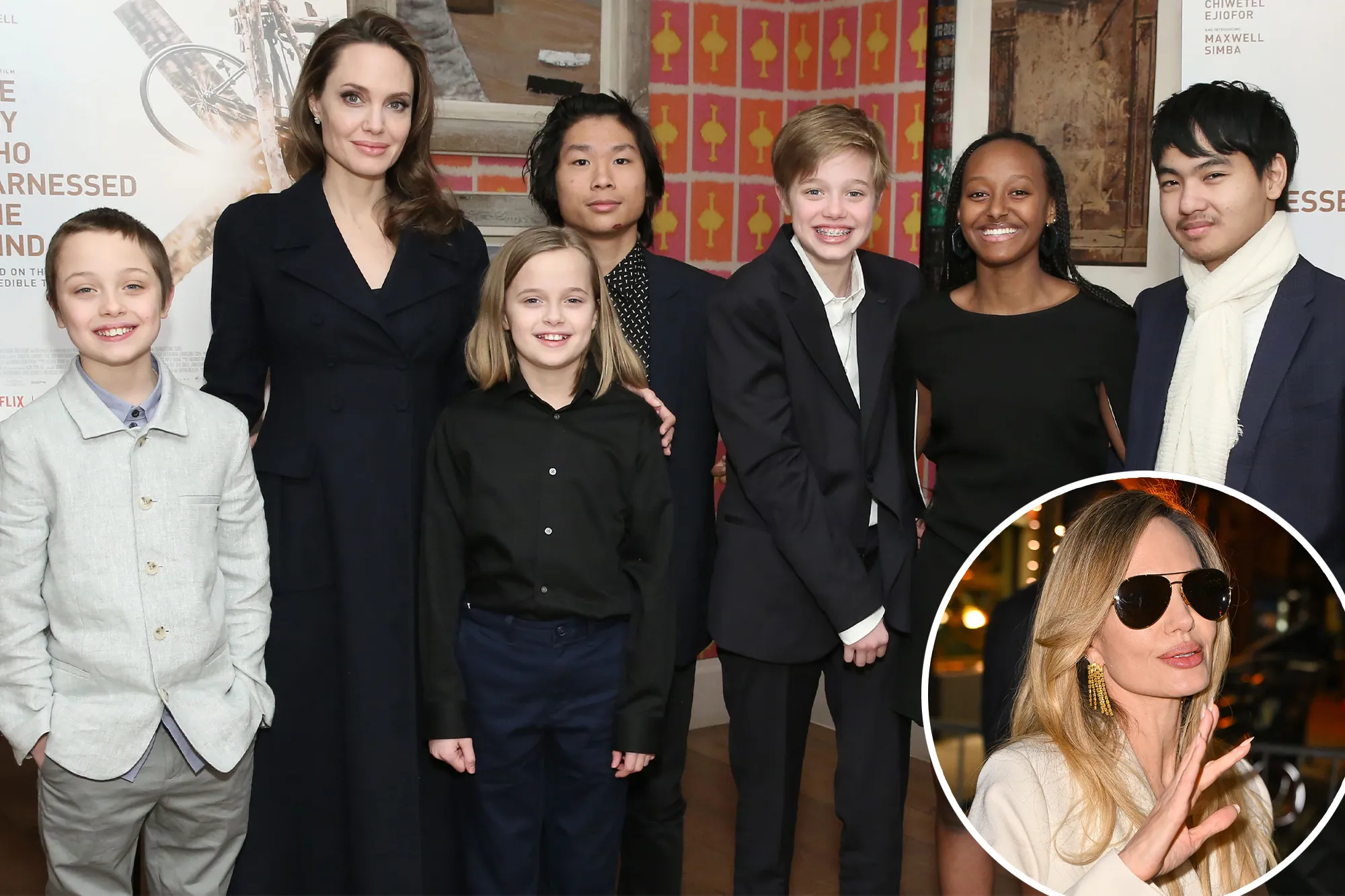 Angelina Jolie and her six kids.