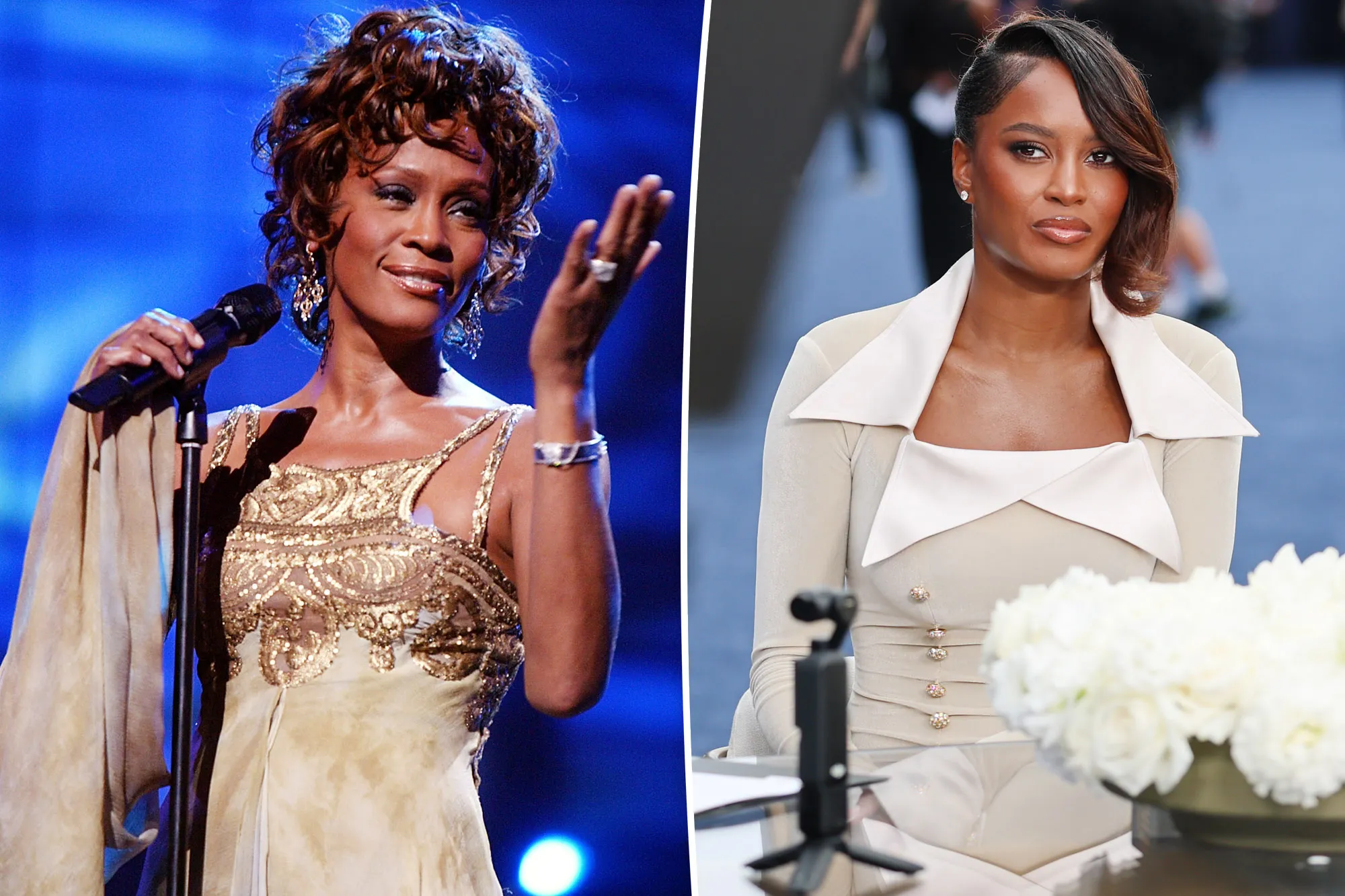 Ciara Miller attending the Emmys in a look paying tribute to Whitney Houston