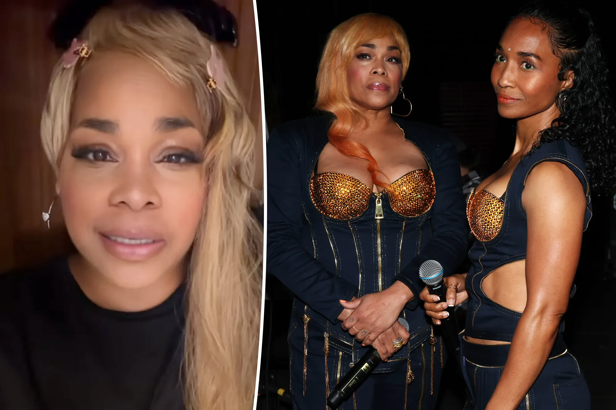 A split of Tionne "T-Boz" Watkins, and an image of Watkins with Rozonda "Chilli" Thomas
