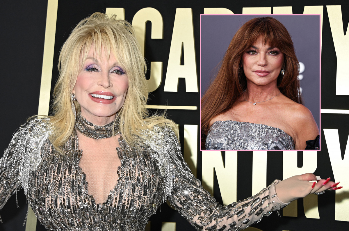 Shania Twain and Dolly Parton performing on stage together