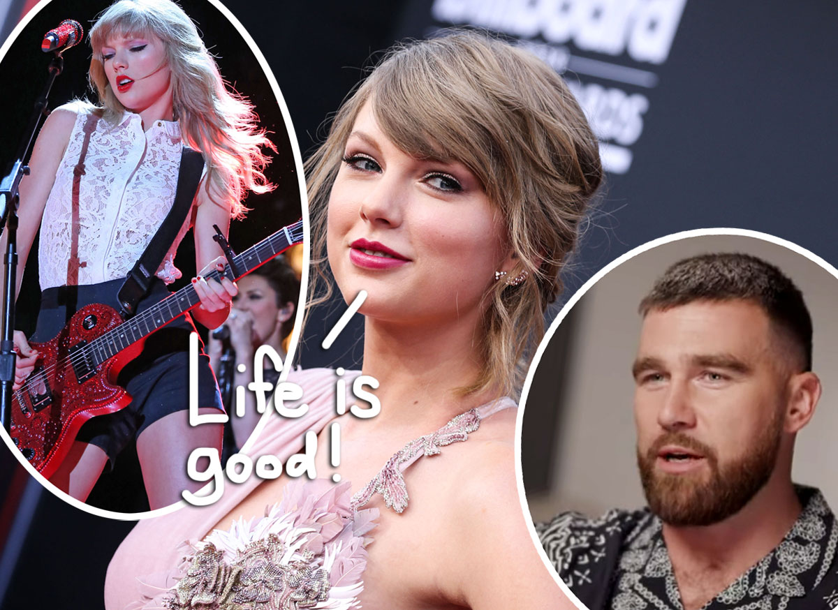 Travis Kelce and Taylor Swift smiling together